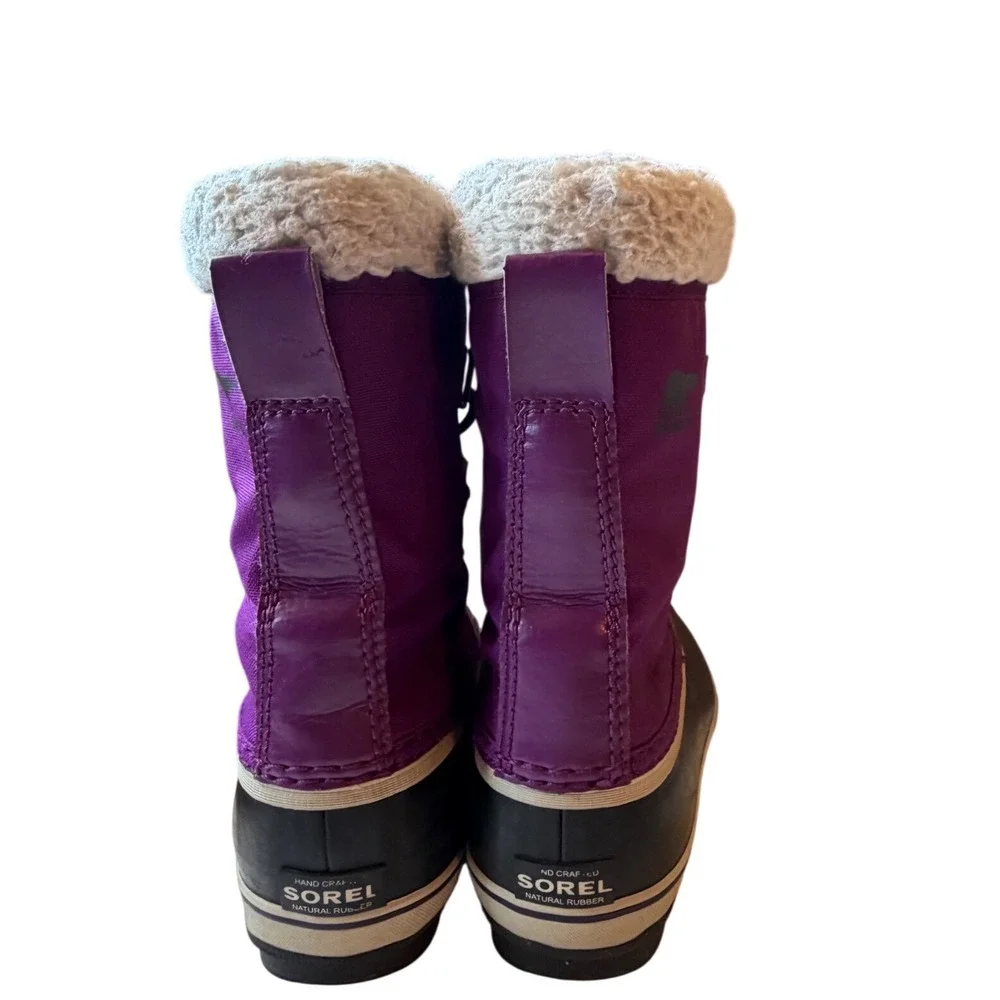 Sorel Yoot Pac Nylon Purple Black Waterproof‎ Snow Boots Kids Size 3 NY1962-594